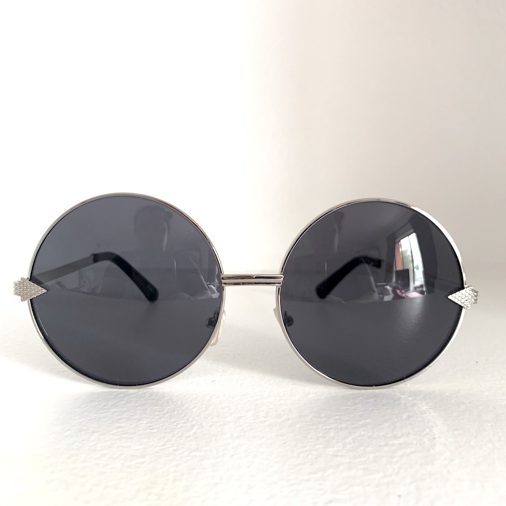 Round Black Silver Sunglasses